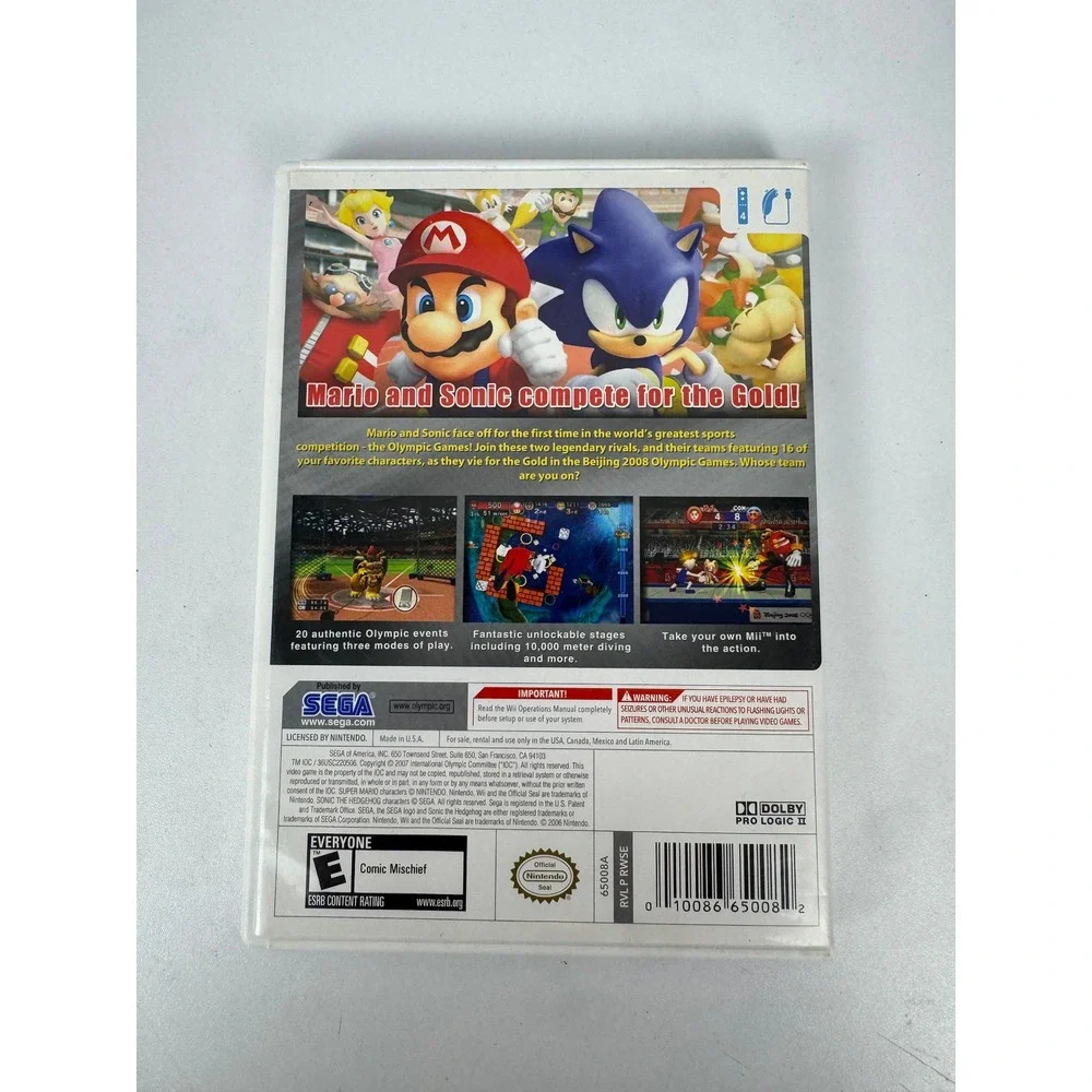 Mario & Sonic at the Olympic Games Nintendo Wii 2008 Beijing SEGA CIB RVL-P-RWSE